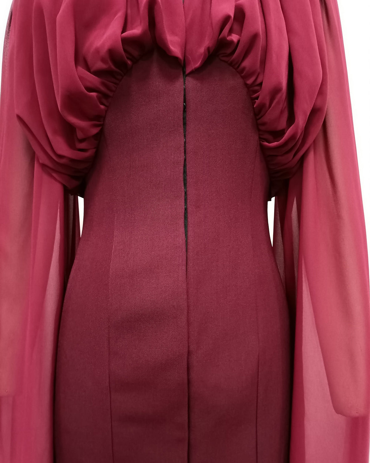 Leila Ruched Cape-Sleeve Mini Dress