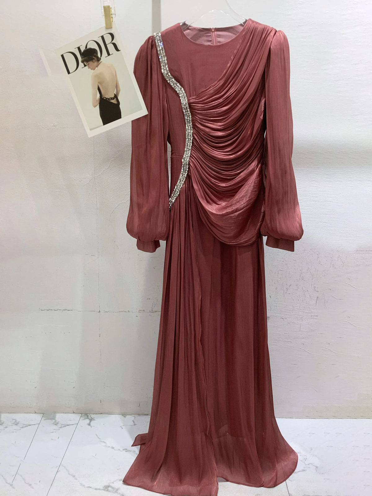Della Round-Neck Pleated Dress