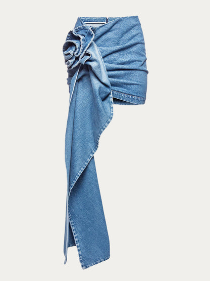 Evangeline Appliqué Denim Mini Skirt