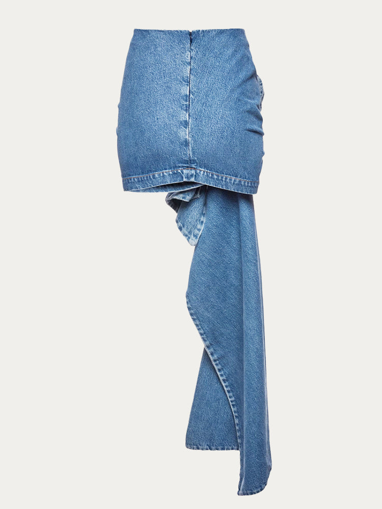 Evangeline Appliqué Denim Mini Skirt
