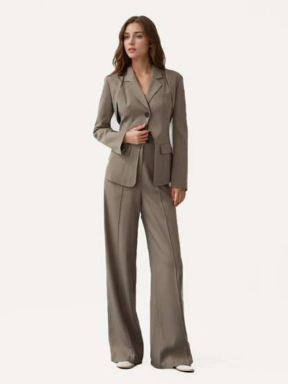 Fiorella Buttoned Long-Sleeve Three-Piece Set
