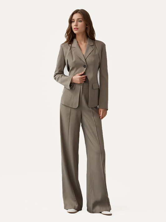 Fiorella Buttoned Long-Sleeve Three-Piece Set