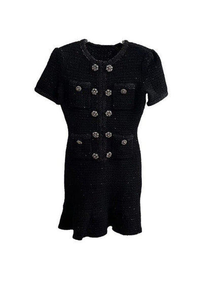 Elegant Solid Patchwork Short Dress