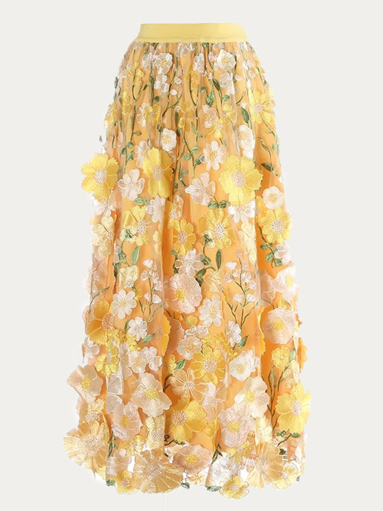 Ilaria Embroidered Lace Skirt
