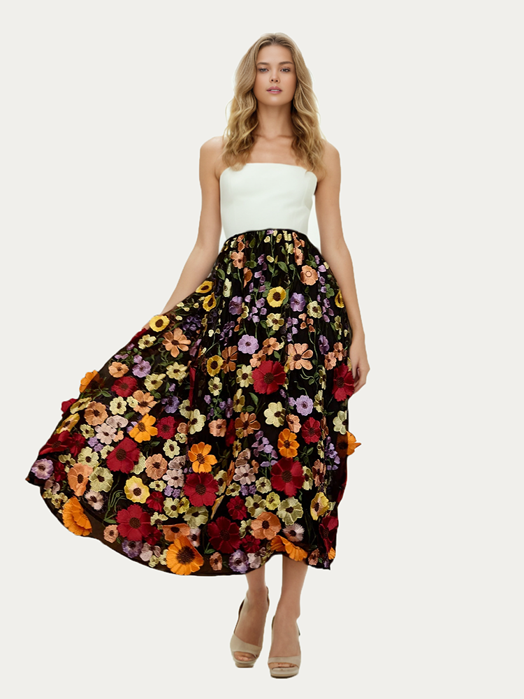 Ilaria Embroidered Lace Skirt
