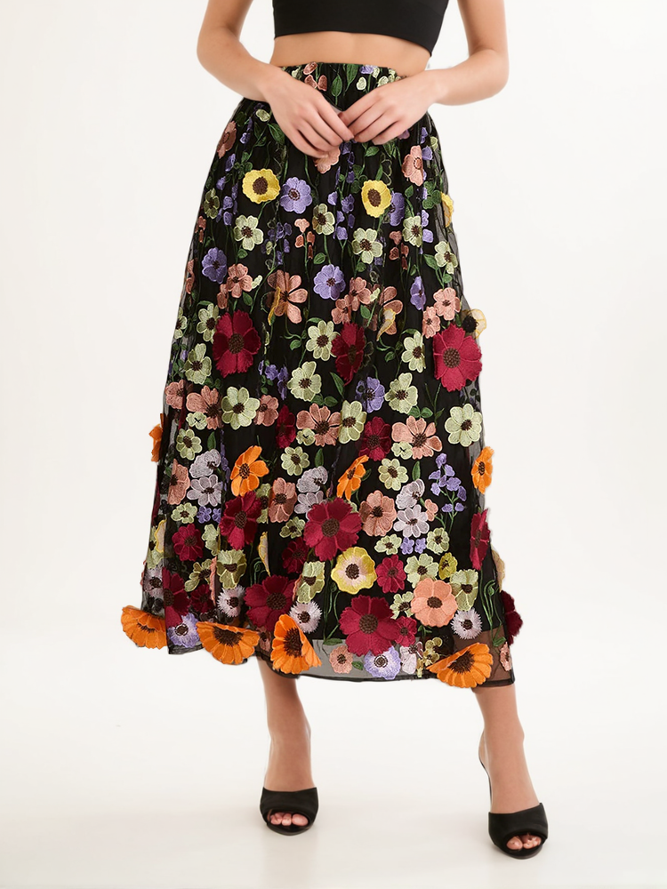Ilaria Embroidered Lace Skirt