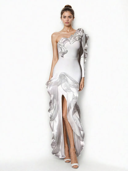 Off Shoulder Side Split Long Dress