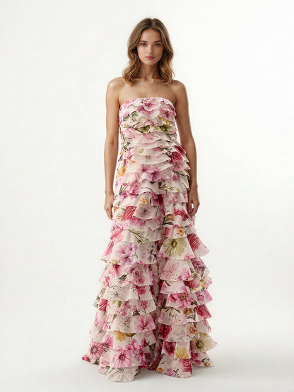 Off Shoulder Print Long Dress