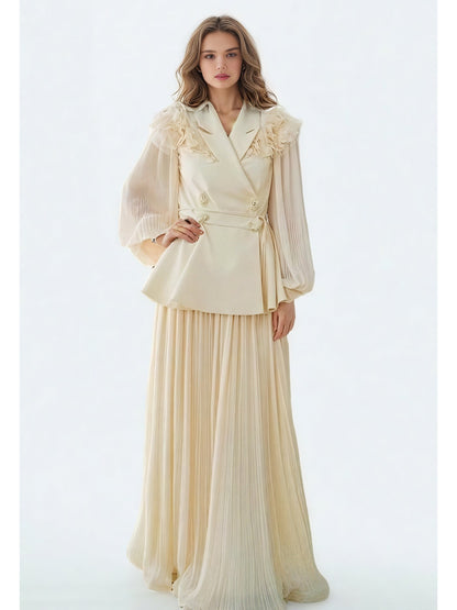 Solid Patchwork V-neck Two Piece Set