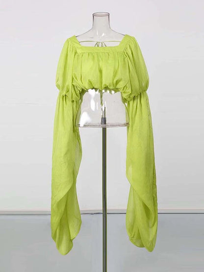 Genevieve Square-Neck Long-Sleeve Top