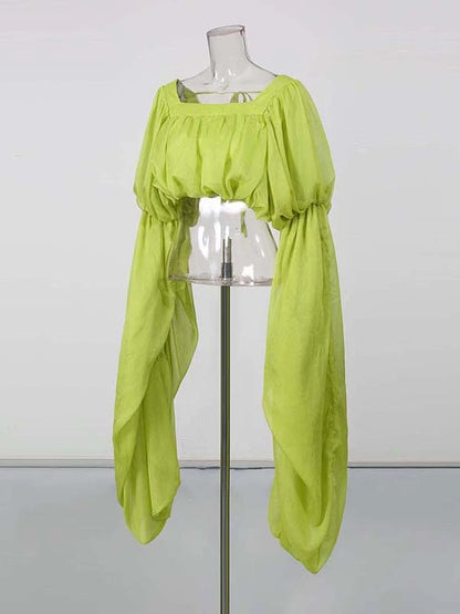 Genevieve Square-Neck Long-Sleeve Top