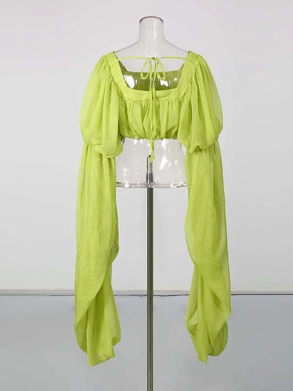 Genevieve Square-Neck Long-Sleeve Top