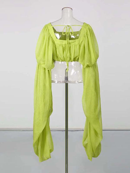 Genevieve Square-Neck Long-Sleeve Top