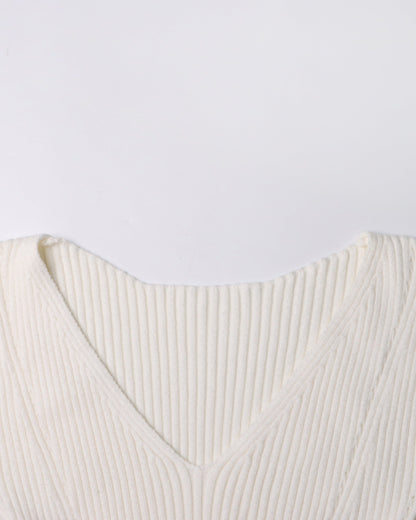 Beige Ribbed Knit Midi Dress with Cape Sleeves