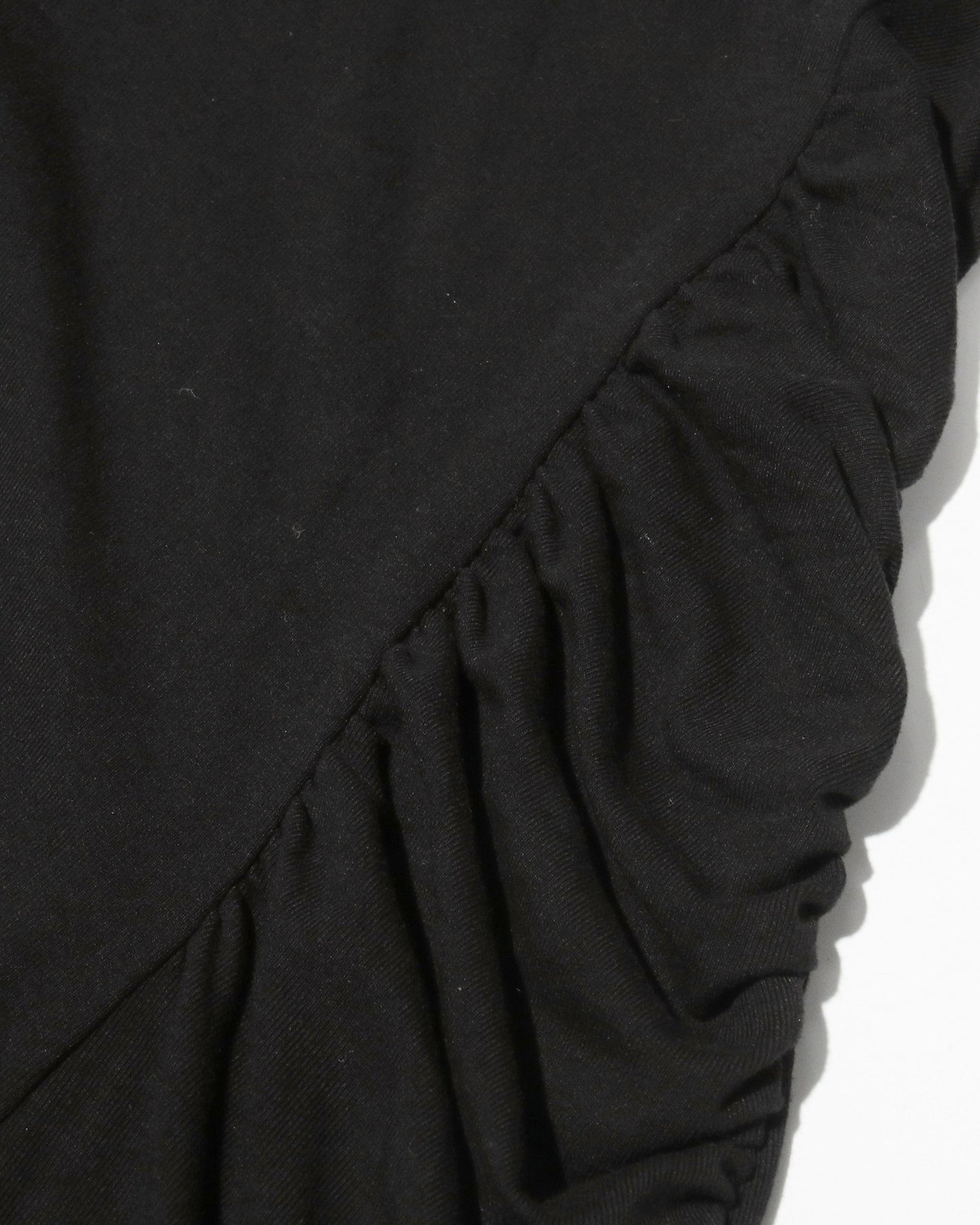 Black Maxi Dress with Ruched Shoulder & V-Neck