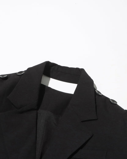 Black Oversized Blazer with Shoulder Buttons