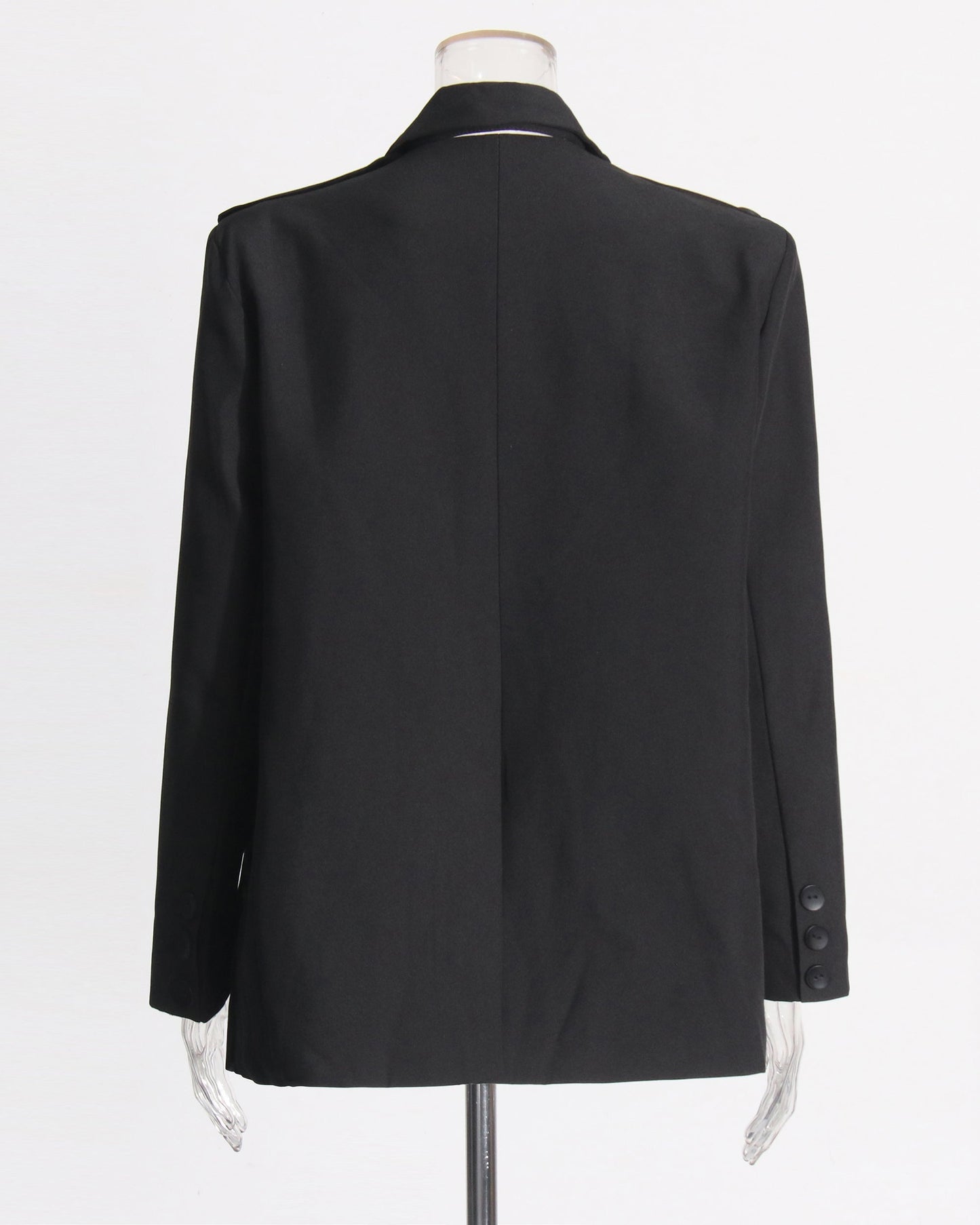 Black Oversized Blazer with Shoulder Buttons