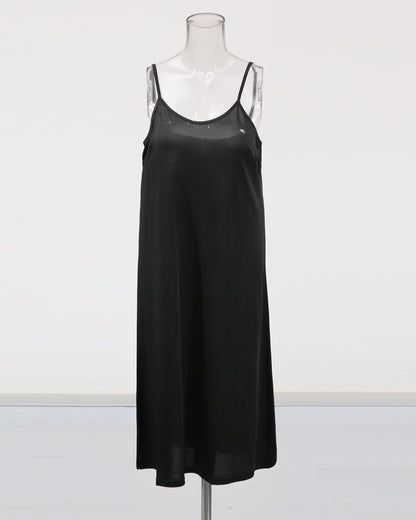 Black Tie-Dye Sheer Belted Maxi Dress