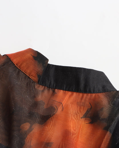 Black Tie-Dye Sheer Belted Maxi Dress