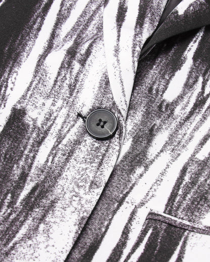 Black & White Abstract Print Single-Button Blazer