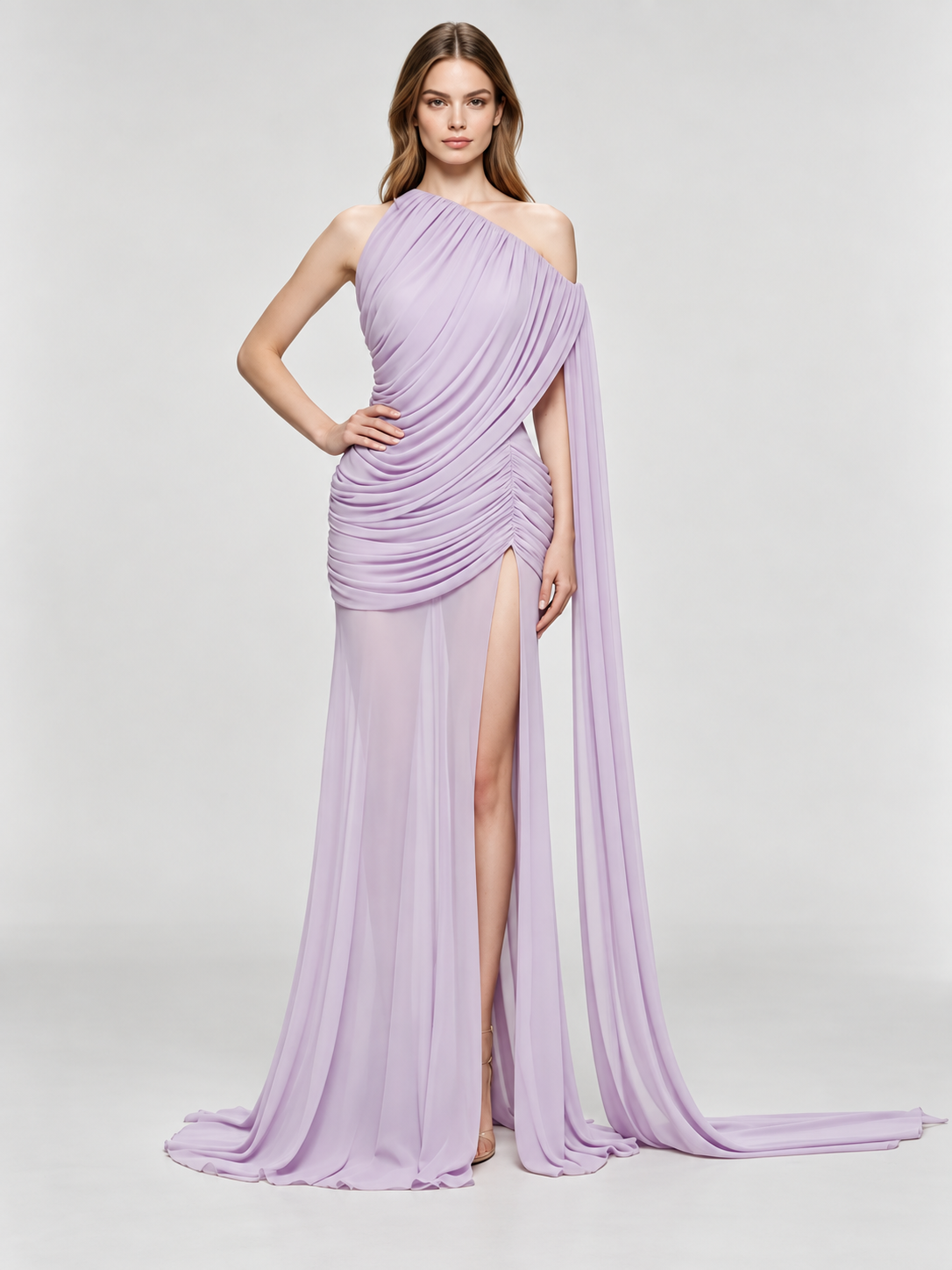 Elara Draped One-Shoulder Gown