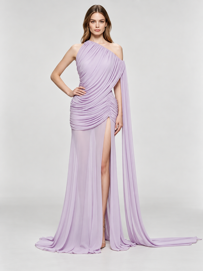 Elara Draped One-Shoulder Gown