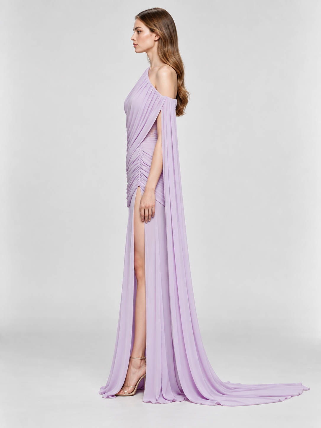 Elara Draped One-Shoulder Gown