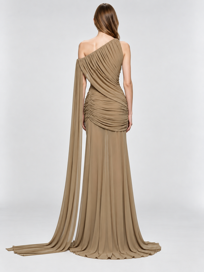 Elara Draped One-Shoulder Gown