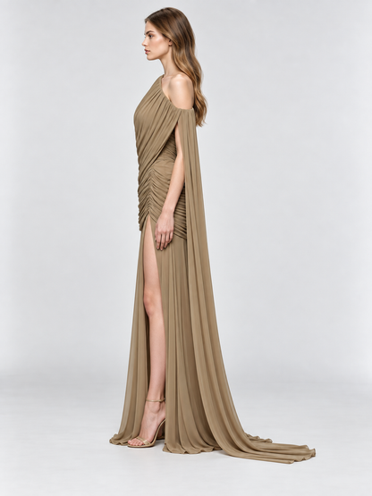 Elara Draped One-Shoulder Gown