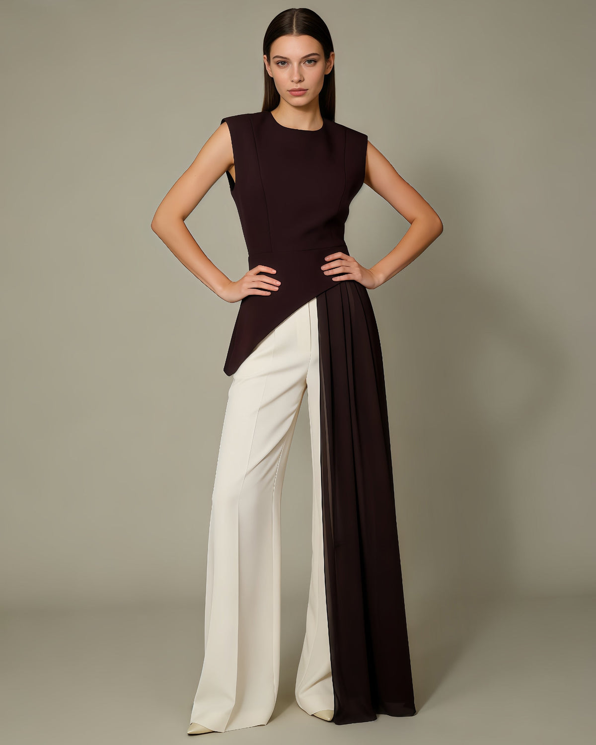 Lavinia Round-Neck Draped Blouse