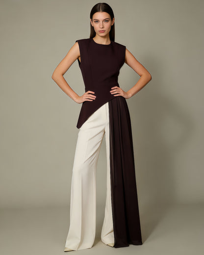 Lavinia Round-Neck Draped Blouse