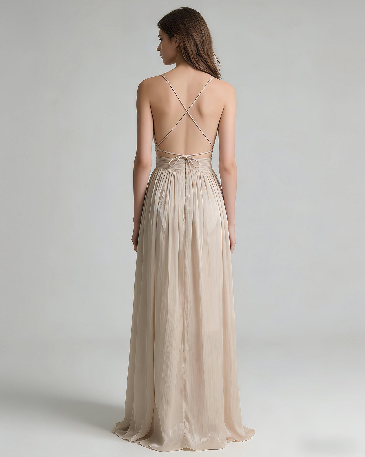 Katia Deep-V Ruched Maxi Dress