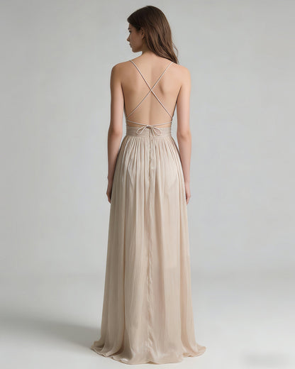 Katia Deep-V Ruched Maxi Dress