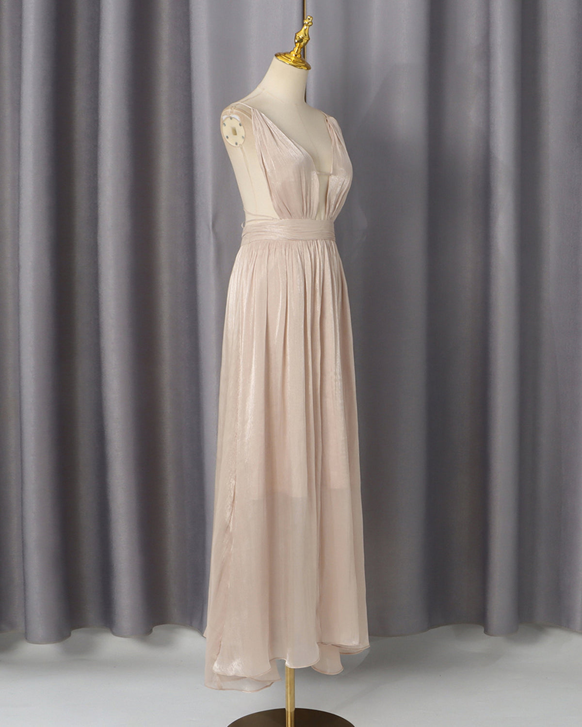 Katia Deep-V Ruched Maxi Dress