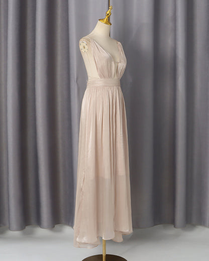 Katia Deep-V Ruched Maxi Dress