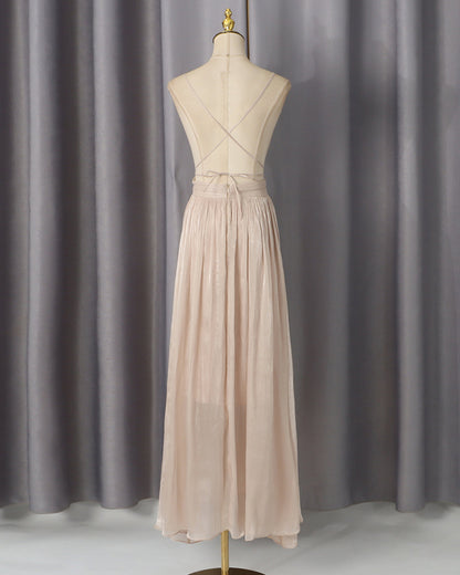 Katia Deep-V Ruched Maxi Dress