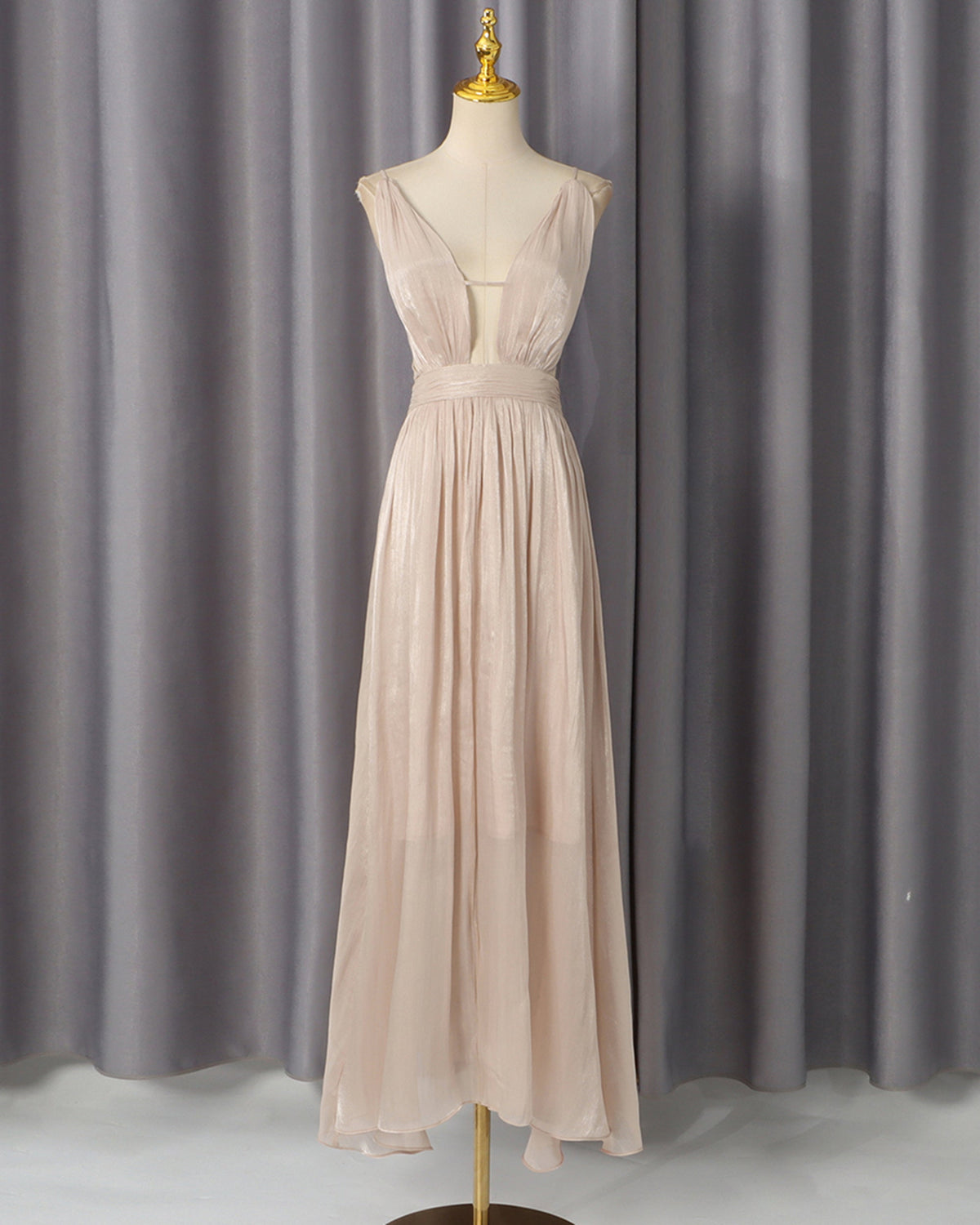 Katia Deep-V Ruched Maxi Dress