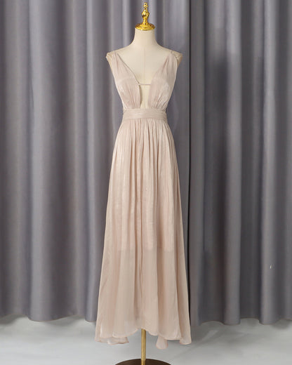 Katia Deep-V Ruched Maxi Dress