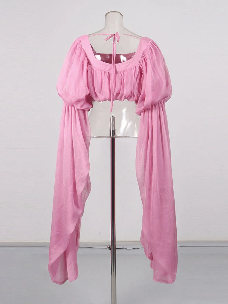 Genevieve Square-Neck Long-Sleeve Top