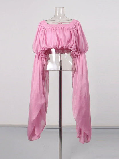 Genevieve Square-Neck Long-Sleeve Top