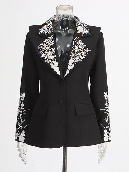 Elegant Solid Patchwork Embroidery Jacket