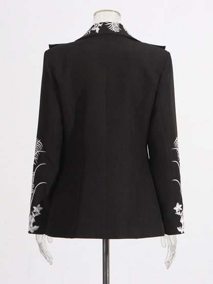 Elegant Solid Patchwork Embroidery Jacket