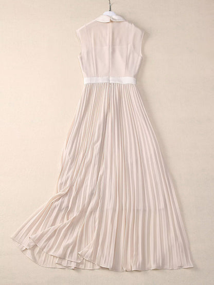 Elegant Sleeveless Pleated Long Dress