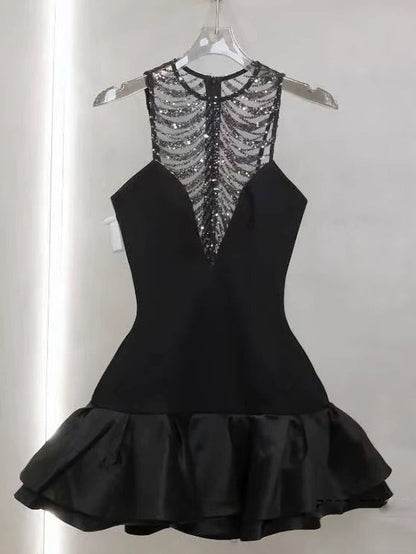 Sexy Hollow Out Sleeveless Short Dress