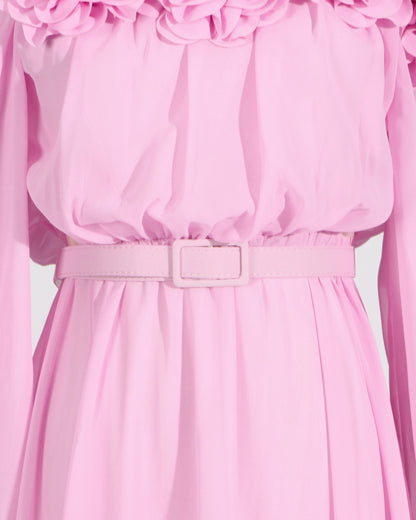 Pink Off-Shoulder Floral Maxi Dress