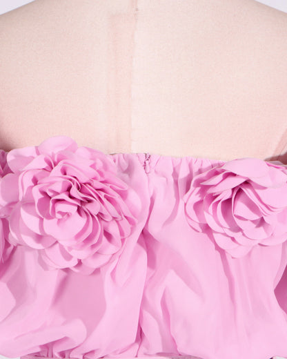Pink Off-Shoulder Floral Maxi Dress