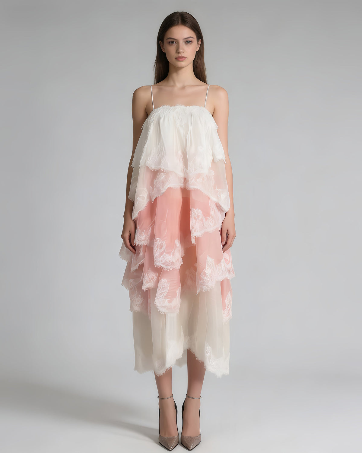 Marceline Lace Tiered Midi Dress