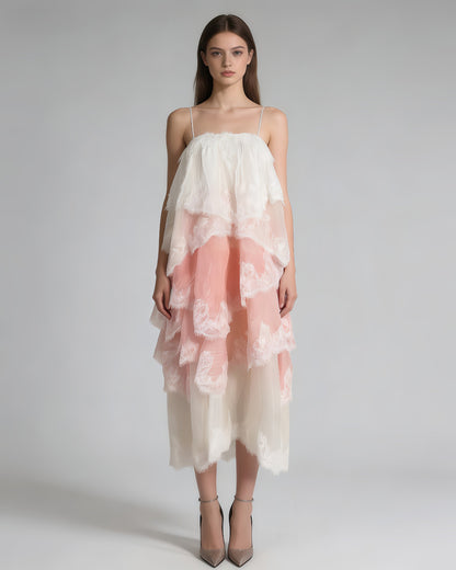 Marceline Lace Tiered Midi Dress