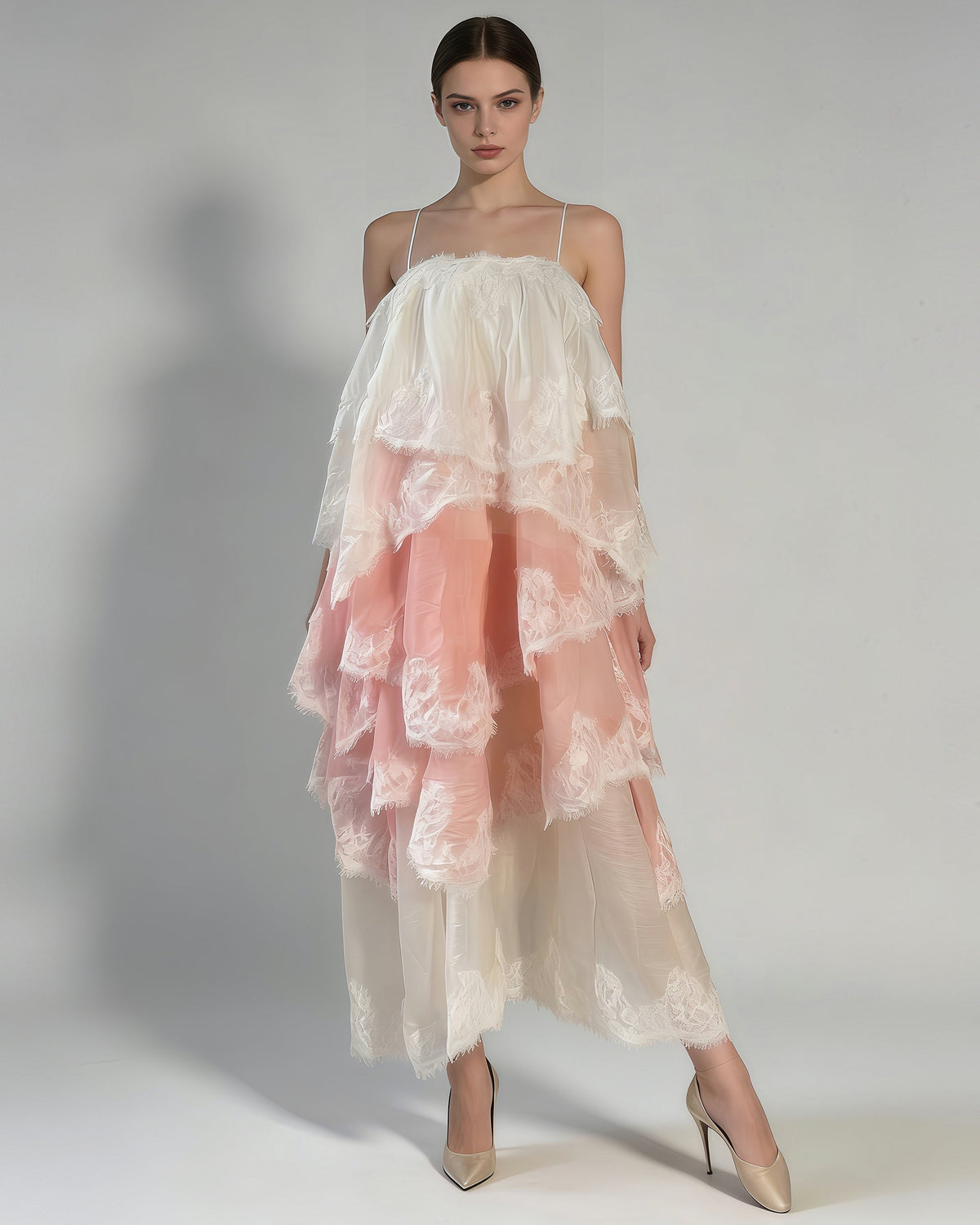 Marceline Lace Tiered Midi Dress