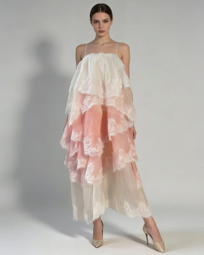 Marceline Lace Tiered Midi Dress